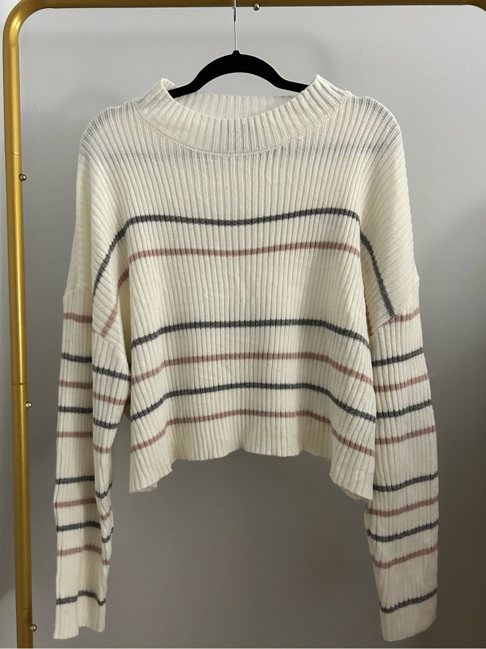 SHEIN Ribbed Striped Cropped Sweater Size L